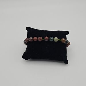 earthy stone bead stretch bracelet